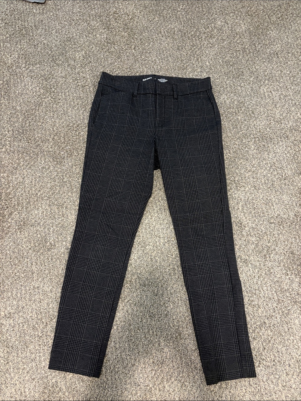 Old Navy Pixie Skinny Plaid Pants - Black and Gray